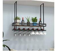 MRBVAOXVD Étagère de Plafondpendue Étagère de Vinpendue,Étagère de Plafondpendue Avec Étagère de Verre À Vin, Porte-Bouteille de Vin En Fer À 2 Couches, Pour Bar, Salle À Manger, Cuisine/Noir/100 * 30