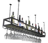 MRBVAOXVD Étiquette de Plafondpendue Étiquette de Plafondpendue, Étagère de Bouteille de Plafond En Métal À Hauteur Réglable Avec Étagère En Verre En Cuisson, Pour Sous Le Cabinet, La Cuisine, Le Bar/