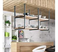 MRBVAOXVD Étiquette Flottantependue Pour Le Vin - Plafond En Bois Massif Étagère/Bibliothèque, Plafond Étagère Rétro Plafond Fleur Stand, Plafondpendu de Stockage Étagère Et Étagères 2Ux/80*30*80Cm (3