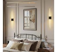 MRBVAOXVD Lampade a Parete a Ledr Interni Dimmabili, con Telecomando a 350 ° Rotate Wall Sconces Lotouch Control Soggiorno Moderno Camera da Letto/2 Confezioni Nero/100 cm