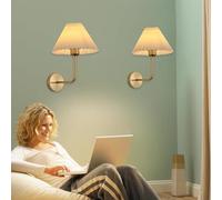 MRBVAOXVD Lampade da Parete, Led Luci da Parete Indoor Wall Sconce con Tessuto Ombra Ferroda Corpo Piegato Comodinor Camera da Letto Cucina/Ott/2 Confezioni