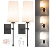 MRBVAOXVD Lampade da Parete, Led Luci da Parete Indoorda da Parete con Telecomando Wall Sconces Usb Batteria Ricaricabile Funzionato 3 Colori Temperatura Dimmabile Biancheria Senza Fili Ombrellor Came