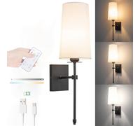 MRBVAOXVD Lampade da Parete, Led Luci da Parete Indoorda da Parete con Telecomando Wall Sconces Usb Batteria Ricaricabile Funzionato 3 Colori Temperatura Dimmabile Biancheria Senza Fili Ombrellor Came