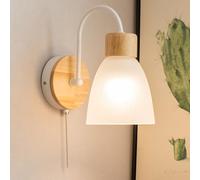 MRBVAOXVD Lampade da Parete, Led Luci da Parete Indoorpada da Parete Legno Moderno Vetro Ombra Rotonda Industriale Parete Sconces Metallor Camera da Letto Lettura da Letto/Bianco/2 Confezioni