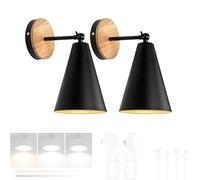 MRBVAOXVD Lampade da Parete, Led Luci da Parete Interni con Telecomandoda da Parete Dimmiwall Sconce Usb Ricaricabile 180 ° Ruotarer Camera da Letto Soggiorno Corridoio/Nero/2 Confezioni
