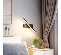 MRBVAOXVD Lampade da Parete, Ledde da Parete Indoor Rotabileda da Parete con Controllo Tactile Dimmabile a Batteria Usb Ricaricabile Parete Sconce Metnotte da Lettor Café/Luce Neutra Nera/30Cm