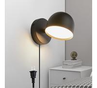 MRBVAOXVD Lampade da Parete, Luci da Parete Indoor con Controllotilepada da Parete Moderna con 350 ° Rotabile Wall Sconce Acrilico Ombra Camera da Letto Soggiorno Cucina Scrivania/Luce Naturale Nera/1