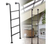 MRBVAOXVD Nero Ferro Battuto Montato a Parete Scale Soffitta Escascalar Finestra Del Seminterrato Bene 4 8 Passaggio Letto Aello in Meto Scala Di Fuga Dal Fuoco con Alto Letto 115Cm / 45In