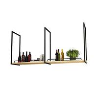 MRBVAOXVD Plafond Étagère Ferpendu Vin Verre Rack Plafond Décoration Étagère, Bois Massif Et Fer Plafond-Tystand de Fleurs, Pour Les Bars/Restaurants/Cuisines, Or/Noir/Noir/140 * 30 * 50Cm