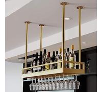 MRBVAOXVD Plafond Flottant Étagère -Pendu Verre de Vin Étagère, Style Européen Flottant Vin Étagère, Porte Bouteille En Fer Avec Garde-Rail, Porte-Fleurs Mural, Pour Bar/Cuisine/Salon Décoration/O