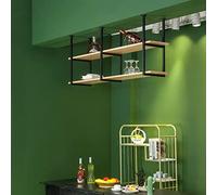 MRBVAOXVD Plafondpendu Étagère Flottante Fleur Stand Vin Rack - Double Couche En Fer Forgé Plante Stand Murpendu Style Industriel Rétropendu Rack/Vin Bouteille Rack/C/120 * 30 * 80 Cm