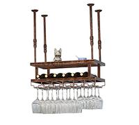 MRBVAOXVD Portabottiglie, Mensola Galleggiante Industriale da Bar, Portabottiglie da Appendere Sotto il Ripiano, Portacalici in Ferro Retrò Capovolto, Portabottiglie da Ristorante o Caffetteria/Bronzo