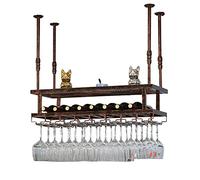 MRBVAOXVD Portabottiglie, Mensola Galleggiante Industriale da Bar, Portabottiglie da Appendere Sotto il Ripiano, Portacalici in Ferro Retrò Capovolto, Portabottiglie da Ristorante o Caffetteria/Bronzo