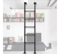 MRBVAOXVD Scala Di Emergenza in Ferro Battuto Neror Le Finestre Del Seminterrato Scala in Metmontata a Pareter la Casa Letto Alto Soffitta Biblioteca Del Dormitorio Disponibile in 4Ft 5Ft 6Ft 7Ft 8Ft