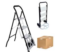 MRBVAOXVD Scale a 3 Gradini, Scala a 3 Gradini con Carrello Scala Portatile Pieghevole e Carrello a Manosante Facile da Conservare e Impermeabile Idealer Uso Domestico e Di Fabbrica/Come Mostrato/a Tl