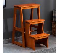 MRBVAOXVD Scale, Legno Massiccio 3 Passi Pieghevole Biblioteca Scala Sediar Casa Cucina Ufficio Scaffale Portatile con Stoccaggio Colore Bianco/Honey