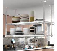 MRBVAOXVD Suspension Pot Pan Rack Pour L'Organisation Et Le Stockage de La Cuisine, Plafondpendustand Wine Rack, Étagères Murales En Acier Inoxydable À 2Ux Pour Bar Cave Restaurant/120 * 35 * 80 Cm