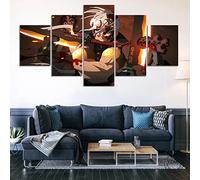 MRCCS Stampa su Tela 5 Pezzi Dipinti Cinque Quadri Consecutivi Moderna Decorazione della Casa Modulare Astratto Poster con Cornice L/150cm×80cm Demon Slayer Uzui Tengen Kamado Tanjirou