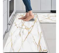Mrcrypos Set di 2 tappetini da cucina in marmo, impermeabili, in PVC, antiscivolo, per lavello, lavandino, ufficio, 43,2 x 73,7 cm + 43,2 x 119,4 cm