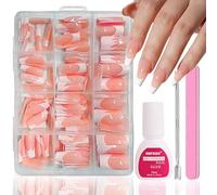 MrCuvaryas 240 pezzi French Press On Nails Short Almond, Full Cover Suggerimenti per unghie in gel, unghie finte con colla acrilica per unghie da incollare