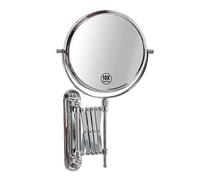 MRDAER Specchio da Barba da Parete allungabile a 360° in Acciaio Inox Cromato telescopico Specchio cosmetico con ingrandimento 1x e 10X, per Trucco, Bagno, Camera da Letto