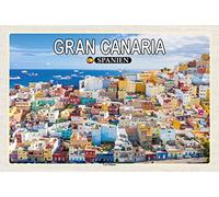 mrdeco Targa in metallo 20 x 30 cm bombata Gran Canaria Spanein Las Palmas City Targa decorativa in latta
