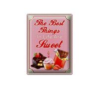 mrdeco Targa in metallo, 30 x 40 cm, bombata, cupcake best things in life are sweet