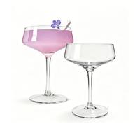 MRDLKNX Set di 2 bicchieri da cocktail coupé, bicchieri da champagne con stelo in cristallo, 225 ml, bicchieri da Martini trasparenti, per bar, feste, matrimoni, uso domestico