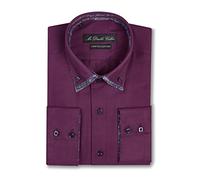 MrDoubleCollar - Camicia Casual - Uomo Purple Flowery Collar Large