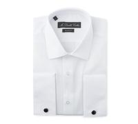 MrDoubleCollar Camicia formale Oxford blu a doppio polsino slim fit include gemelli in metallo a maniche lunghe, bianco, XL