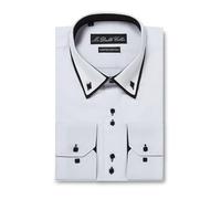 MrDoubleCollar Italian Design - Camicia a maniche lunghe da uomo, con bottoni, doppio colletto, colore: bianco, Colletto bianco con bottoni neri, XXL