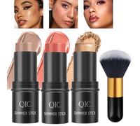 Mrettick 3 Pz Contorno Illuminante Stick Crema Fard per Guance Occhi Labbra Leggero Dewy Finish Bronzer Impermeabile Di Lunga Durata Contorno Stick Trio Bacchetta Trucco Viso Set