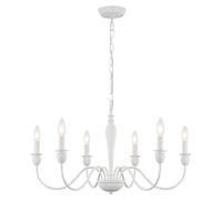 MRHYSWD Lampadario Bianco Rustico, 6 Luci Industriale Vintage Lampadari Soffitto Soggiorno Cucina Camera Da Letto Corridoio Sala Classico Lampada A Sospensione Pranzo, Plafoniera Grande