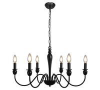 MRHYSWD Lampadario Nero Industriale Vintage Rustico, 6 Luci Lampadari Soffitto Soggiorno Cucina Camera Da Letto Corridoio Sala Classico Lampada A Sospensione Pranzo, Plafoniera Grande