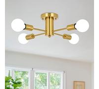 MRHYSWD Plafoniera Soffitto Moderna, 4 Luci Luce Soffitto Industrial Lampadario Oro Lampada Soffitto Vintage, Plafoniera E27 Per Camera Da Letto Cucina Cameretta Soggiorno, Senza Lampadine