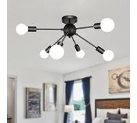 MRHYSWD Plafoniera Soffitto Moderna, 6 Luci Lampadario Soffitto Vintage Lampada Soffitto Industriale Plafoniera E27 Nera, Plafoniera Camera Da Letto Soggiorno Cucina, Senza Lampadine Interni