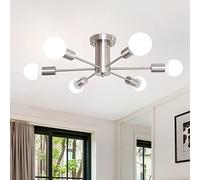 MRHYSWD Plafoniera Soffitto Moderna, 6 Luci Lampadario Soffitto Vintage Lampada Soffitto Industriale Plafoniera E27 Cromo, Plafoniera Camera Da Letto Soggiorno Cucina, Senza Lampadine