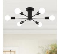MRHYSWD Plafoniera Soffitto Moderna, 6 Luci Lampadario Soffitto Vintage Lampada Soffitto Industriale Plafoniera E27 Nera, Plafoniera Camera Da Letto Soggiorno Cucina, Senza Lampadine