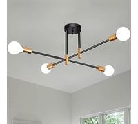 MRHYSWD Plafoniera Soffitto Moderna E27, 4 Luci Lampadario Soffitto Vintage Lampada Soffitto Industriale Plafoniera Nera E Dorata Camera Da Letto Soggiorno Cucina, Bracci Regolabili, Senza Lampadine