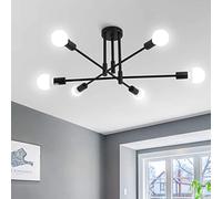 MRHYSWD Plafoniera Soffitto Moderna E27, 6 Luci Lampadario Soffitto Vintage Lampada Soffitto Industriale Plafoniera Nera Camera Da Letto Soggiorno Cucina, Bracci Regolabili, Senza Lampadine