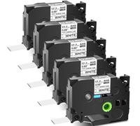 MRHZKE 5 pacchetto da 17,7 mm nastro per tubi di restringimento a calore per HS 241 e HSE-241 Black su etichette bianche compatibili con stampanti con etichetta PT-1800