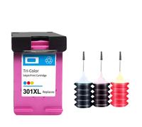 MRHZKE Cartuccia di inchiostro ricaricabile compatibile per stampanti da deskjet 301 301xl 1000 1010 1011 1012 1015 1050 1050a 1051 1055 1056 1510 funziona con più modelli(HP301C Refillable)