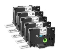 MRHZKE Nastro etichetta 5 pacchetto 36mm compatibile con pt-550 tze-261 nero su nastro laminato bianco