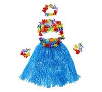 MRiiVE 6 Set hawaiano Gonna in Fiore Hula Lei Bracciale Garland Deguisement - Blu