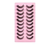 Mrinb Cat Eye Lashes Natural Russian Strip Lashes D Curl Volume Fake Lashes 10 Paar Curly Lashes Ciglia Artificiali Riutilizzabili 3D Faux Mink Lashes Effetto Naturale