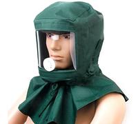 Mrisata Cappuccio per Sabbiatura, Casco per Sabbiatrice Abrasiva, Berretto a Scialle, Cappuccio Antipolvere, Strumento Antipolvere Antipolvere per Sabbiatura Ad Arco (Verde)