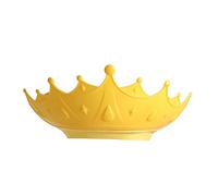 Mrisata Cuffia doccia a corona per bambini con fibbia regolabile, protezione per le orecchie, design dolce, cappello, PP e TPE, ideale per il bagno dei bambini (giallo)
