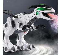 Mrisata Giocattolo Drago Robot Che Spruzza Nebbia, Dinosauro Ambulante Che Sputa Fuoco con Spruzzo D'acqua, Luci e Suoni per Bambini (Verde)