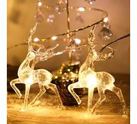 Mrisata Luci a Forma di Renna Luci a Corda Bianche Calde Alimentate a Batteria USB Regali di Natale per Interni (B)