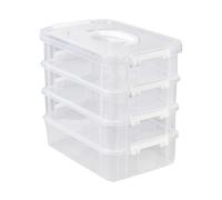 Mrisata Scatola Portaoggetti Impilabile, Organizer da Tavolo Dal Design Multistrato in Materiale Premium con Coperchio per i Giocattoli dei Blocchi di Ufficio della Camera da Letto (Bianca)